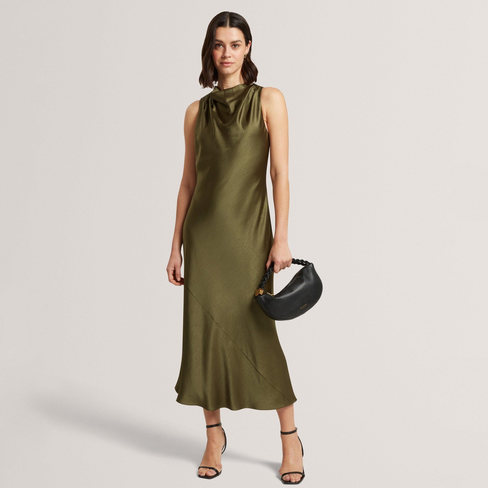 Ted Baker Sleeveless Cowl Neck Satin Midi Dress