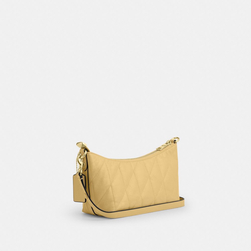 Coach Caitlin Shoulder Bag With Quilting Gold Soft Yellow