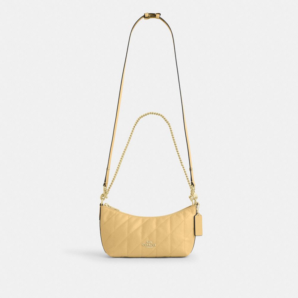 Coach Caitlin Shoulder Bag With Quilting Gold Soft Yellow