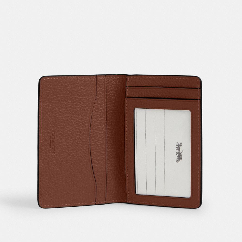 Coach Id Card Wallet In Signature Leather Vintage Brown