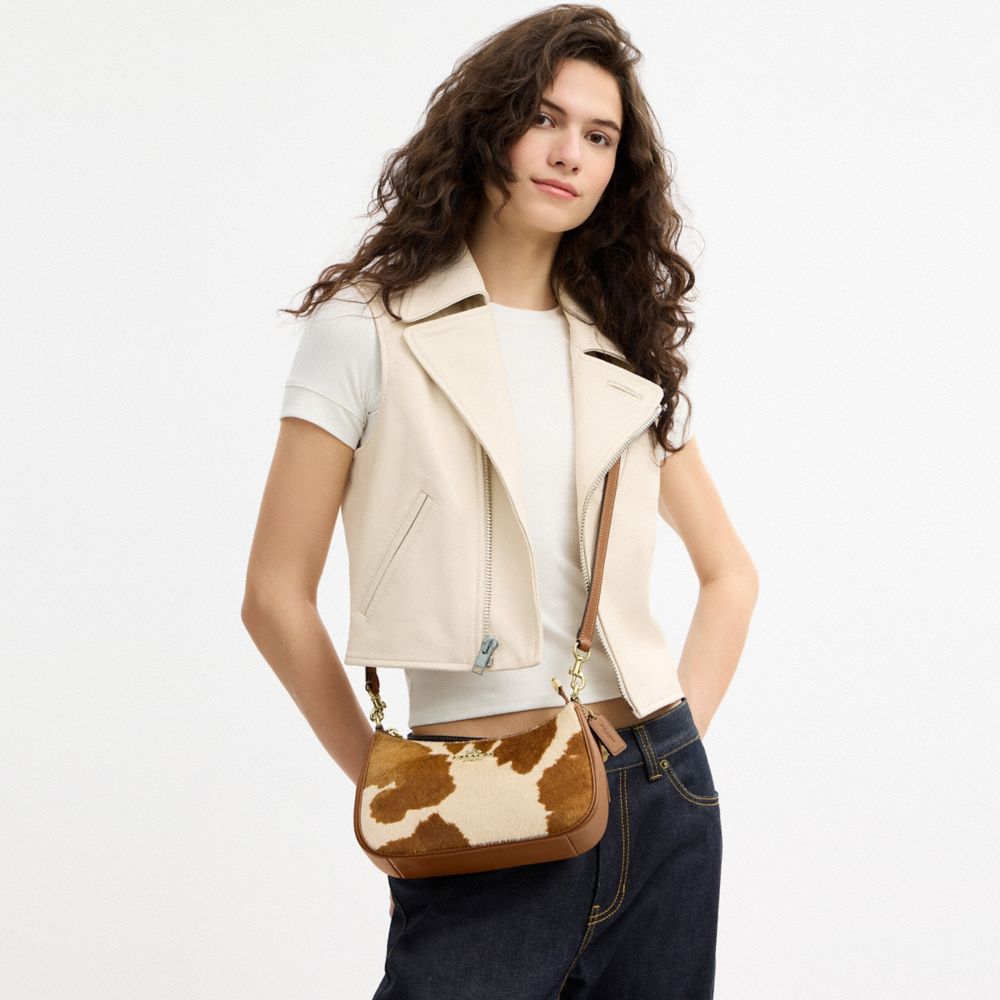 Teri Shoulder Bag In Haircalf With Cow Print