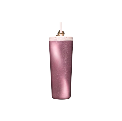 Starbucks "Floral Rose Garden" Insulated Tumbler — Dual-Sip Glitter Cat's Eye Straw Cup (650ml)
