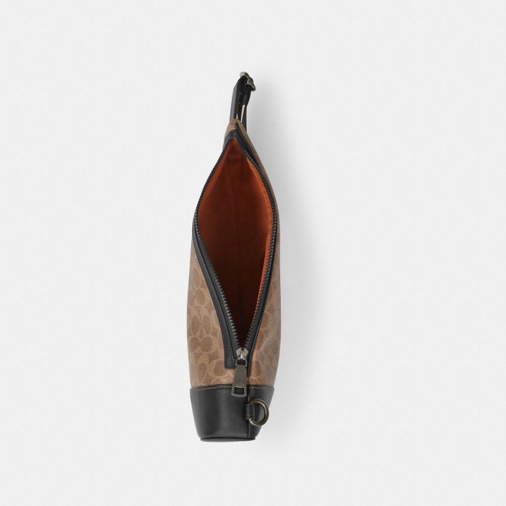 Coach Dominic Sling Pack In Signature Canvas Gunmetal Tan Black
