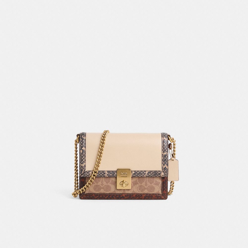 Restored Hutton Shoulder Bag In Signature Canvas With Snakeskin Detail