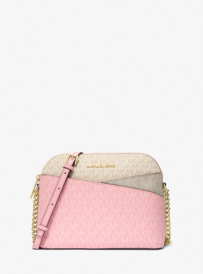 Jet Set Travel Medium Color-Block Signature Logo Crossbody Bag