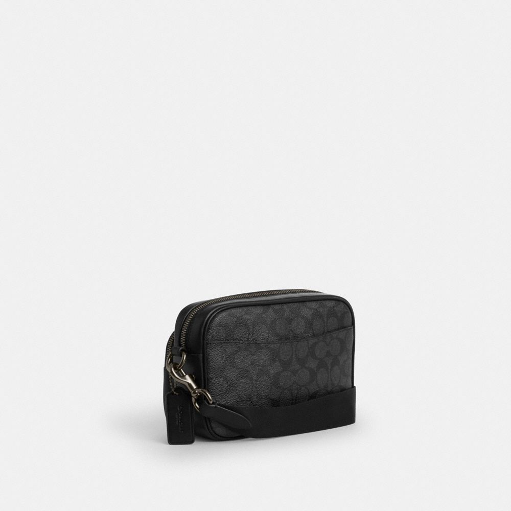 Coach Finlay Crossbody Bag In Signature Canvas Gunmetal Charcoal Black