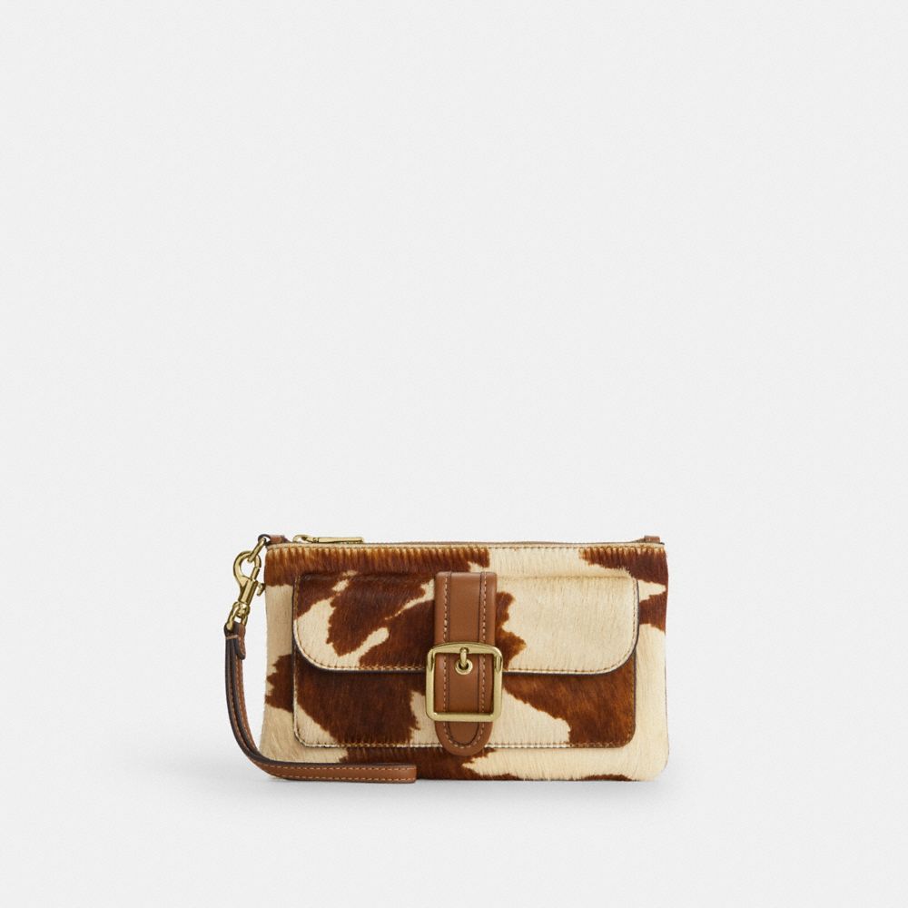 Ashton Wristlet In Haircalf With Cow Print