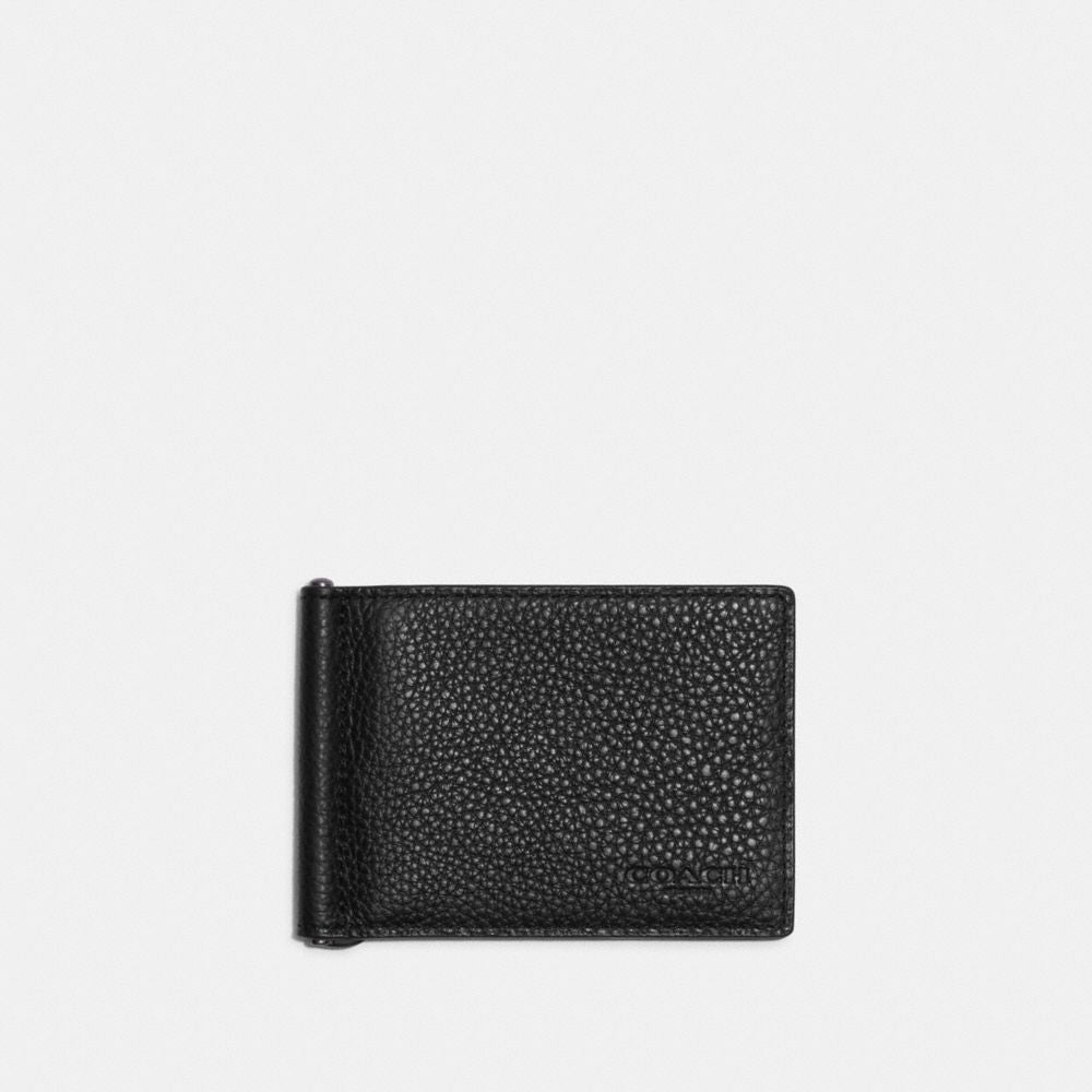 Coach Slim Money Clip Billfold Wallet Gunmetal Black