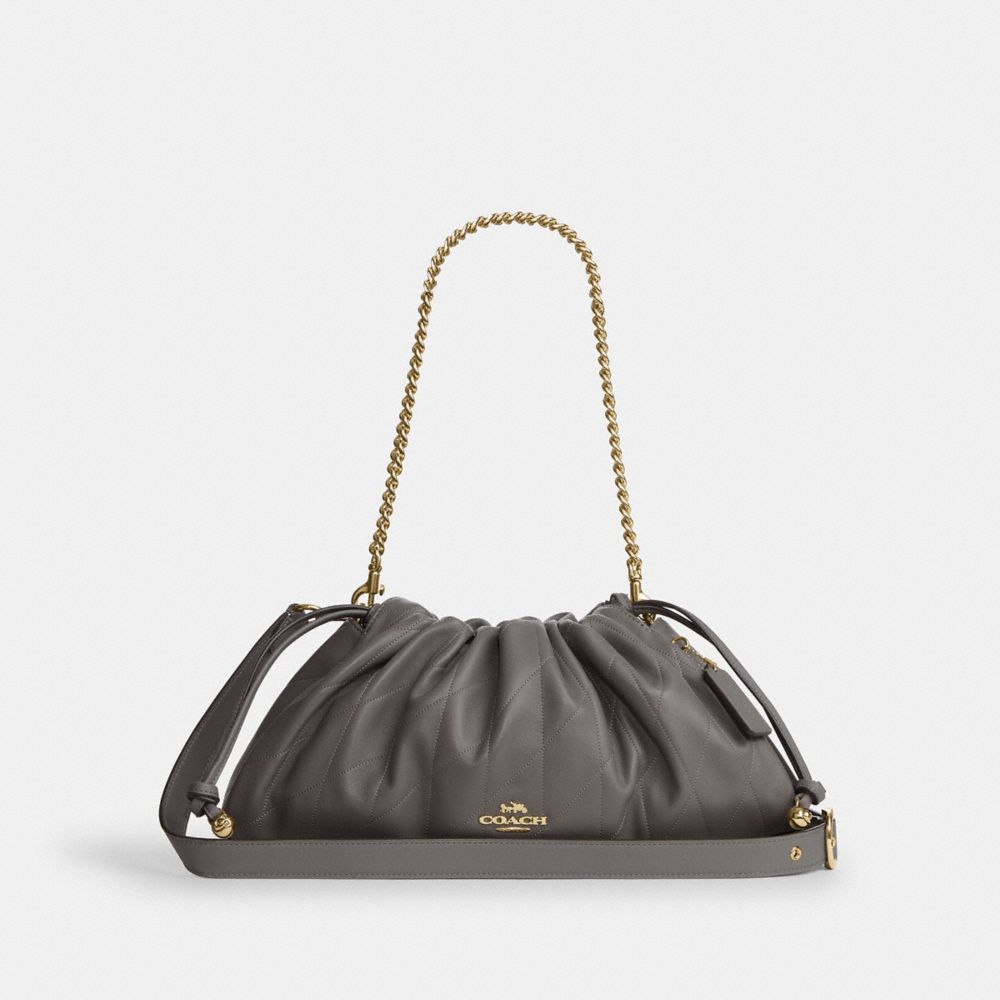 Coach Faye Large Shoulder Bag With Quilting Gold Slate