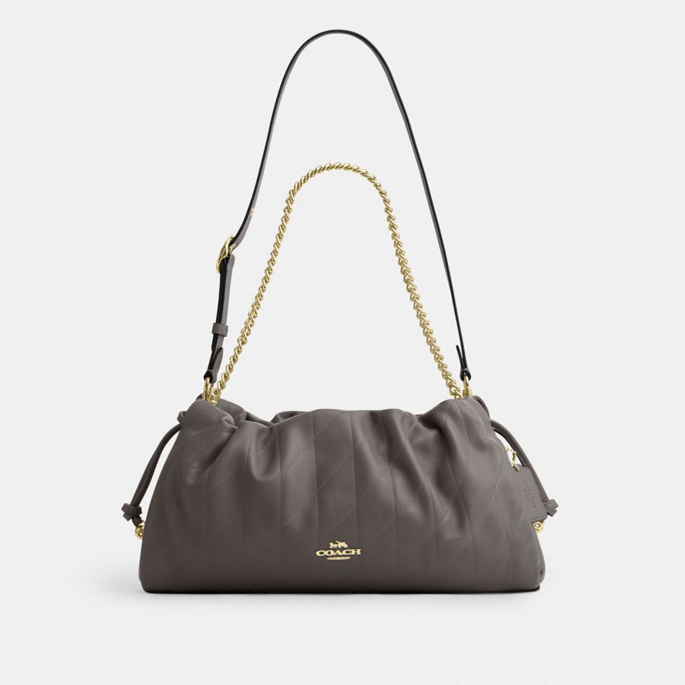 Coach Faye Large Shoulder Bag With Quilting Gold Slate