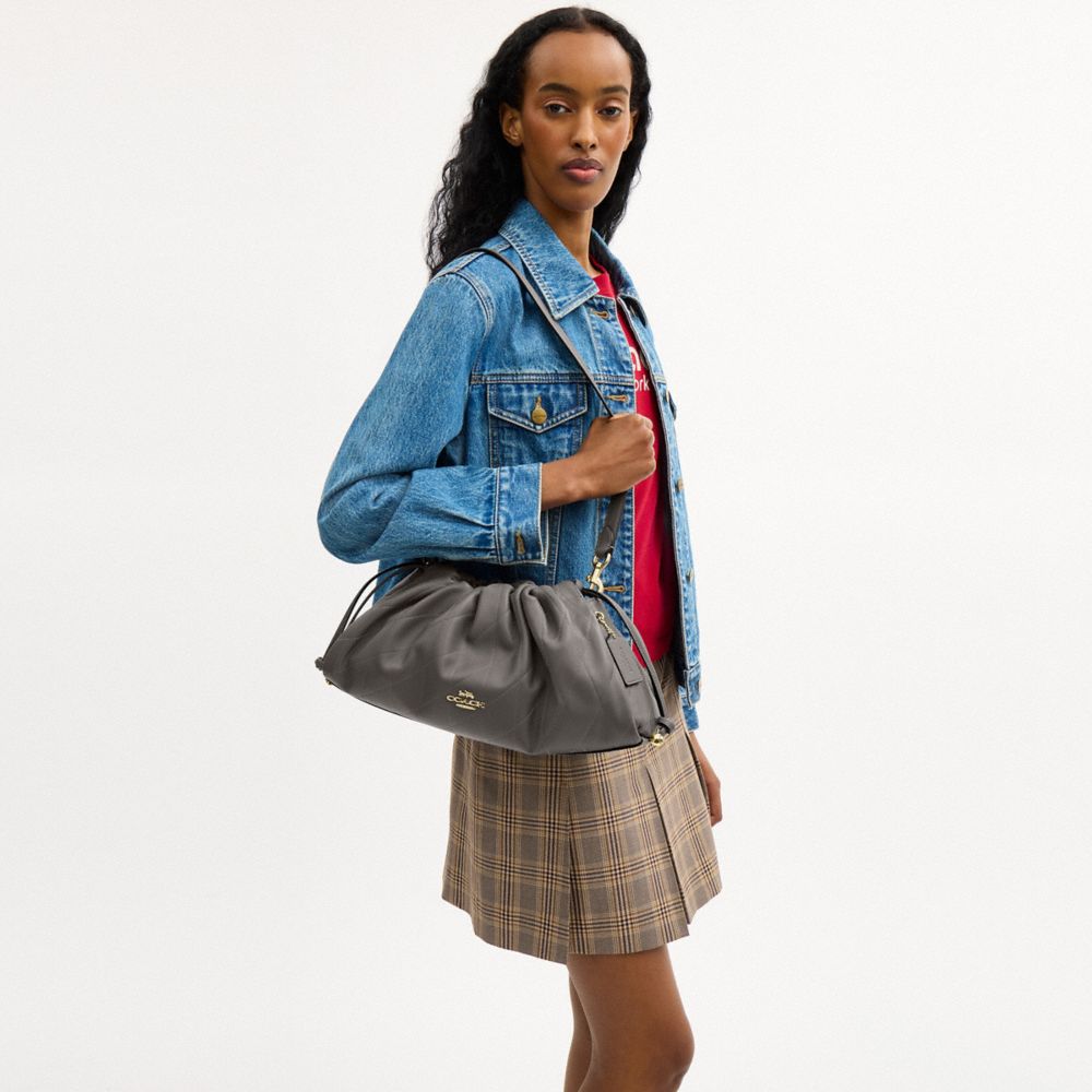 Coach Faye Large Shoulder Bag With Quilting Gold Slate