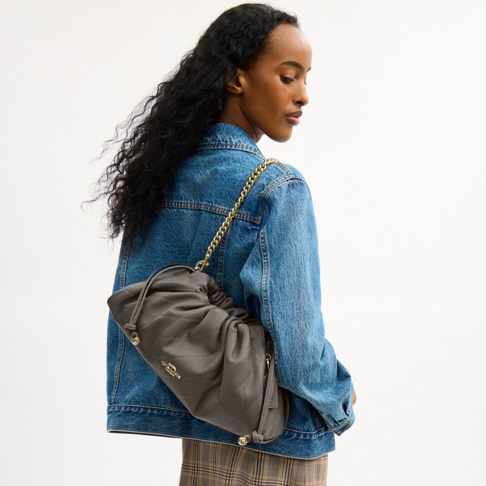 Coach Faye Large Shoulder Bag With Quilting Gold Slate