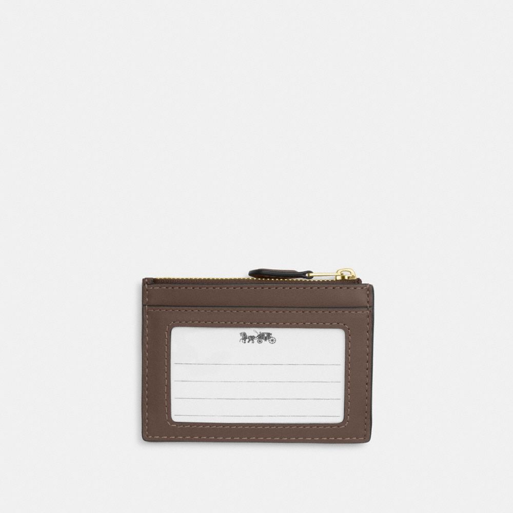 Coach Mini Skinny Id Case In Signature Jacquard With Floral Embroidery Gold Oak Multi