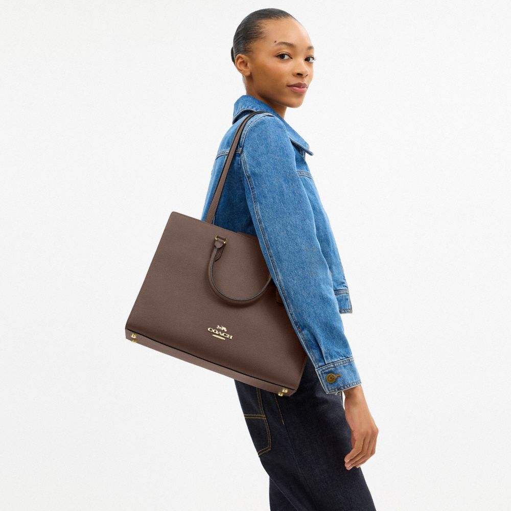 Coach Maggie Tote Bag Gold Dark Stone
