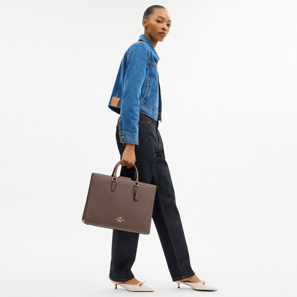 Coach Maggie Tote Bag Gold Dark Stone