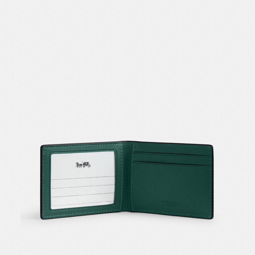 Coach Compact Billfold Wallet In Signature Canvas Sea Green