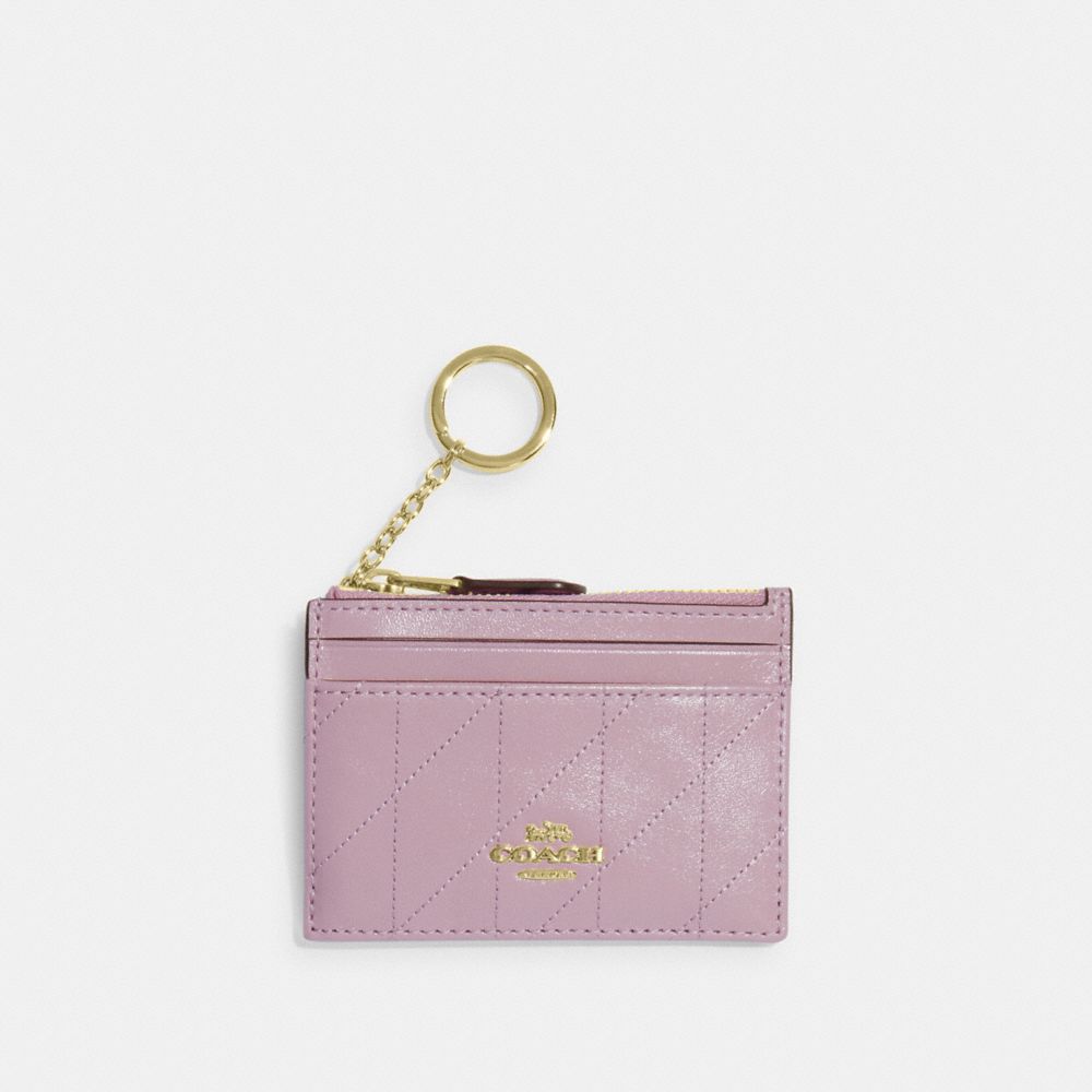 Coach Mini Skinny Id Case With Quilting Gold Carnation