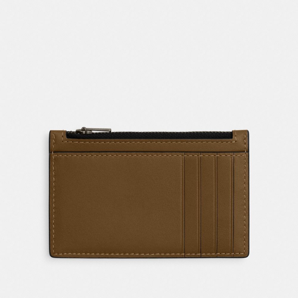 Coach Zip Card Case Gunmetal Green