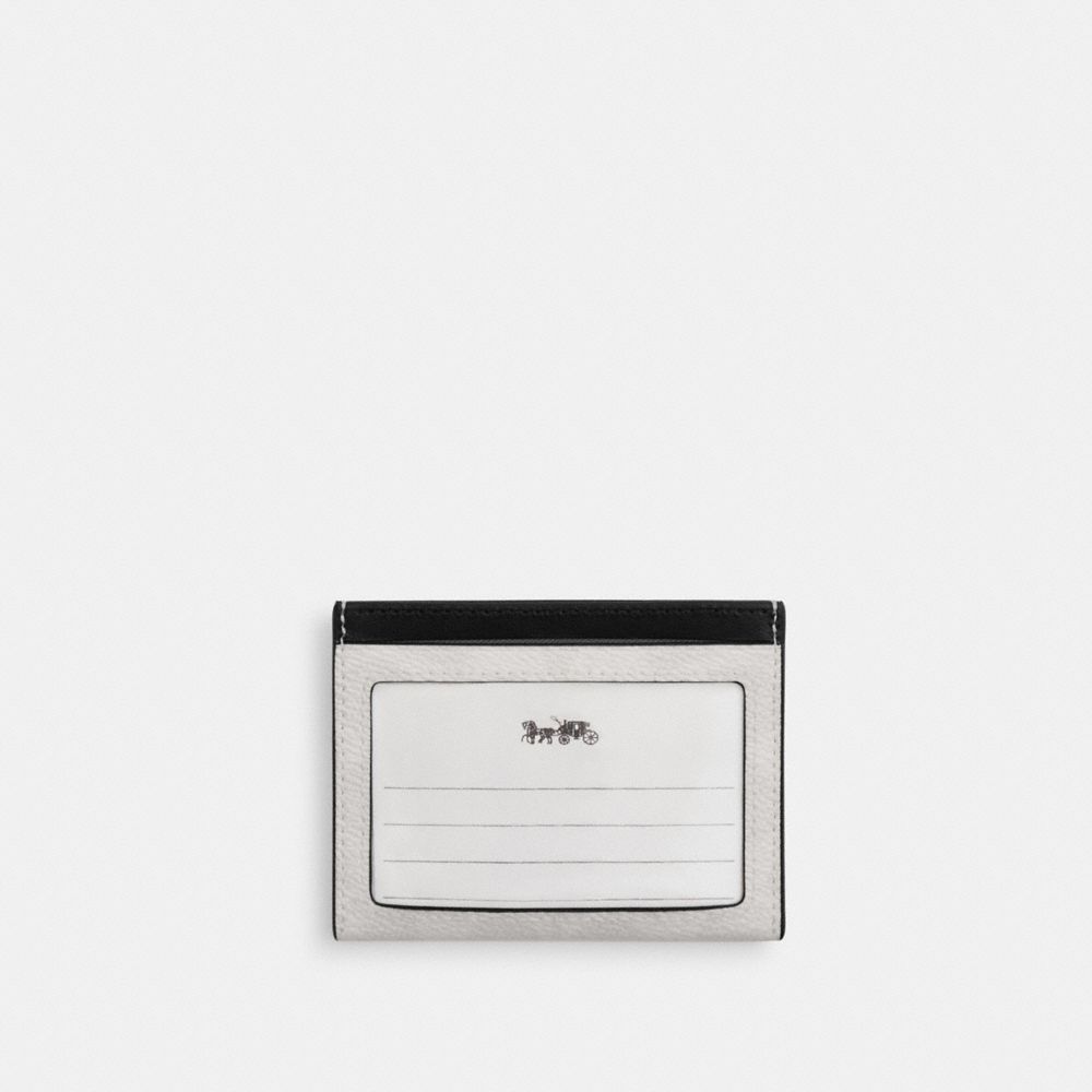 Coach Slim Id Card Case In Signature Canvas Chalk & Black