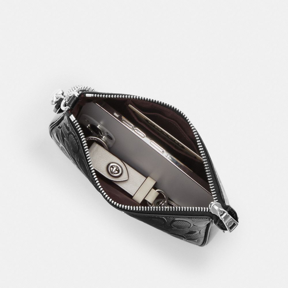 Coach Nolita 19 In Signature Leather With Heart Charm Silver Black
