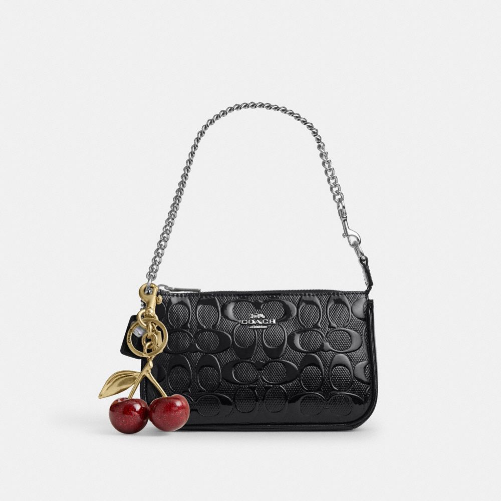 Coach Nolita 19 In Signature Leather With Heart Charm Silver Black