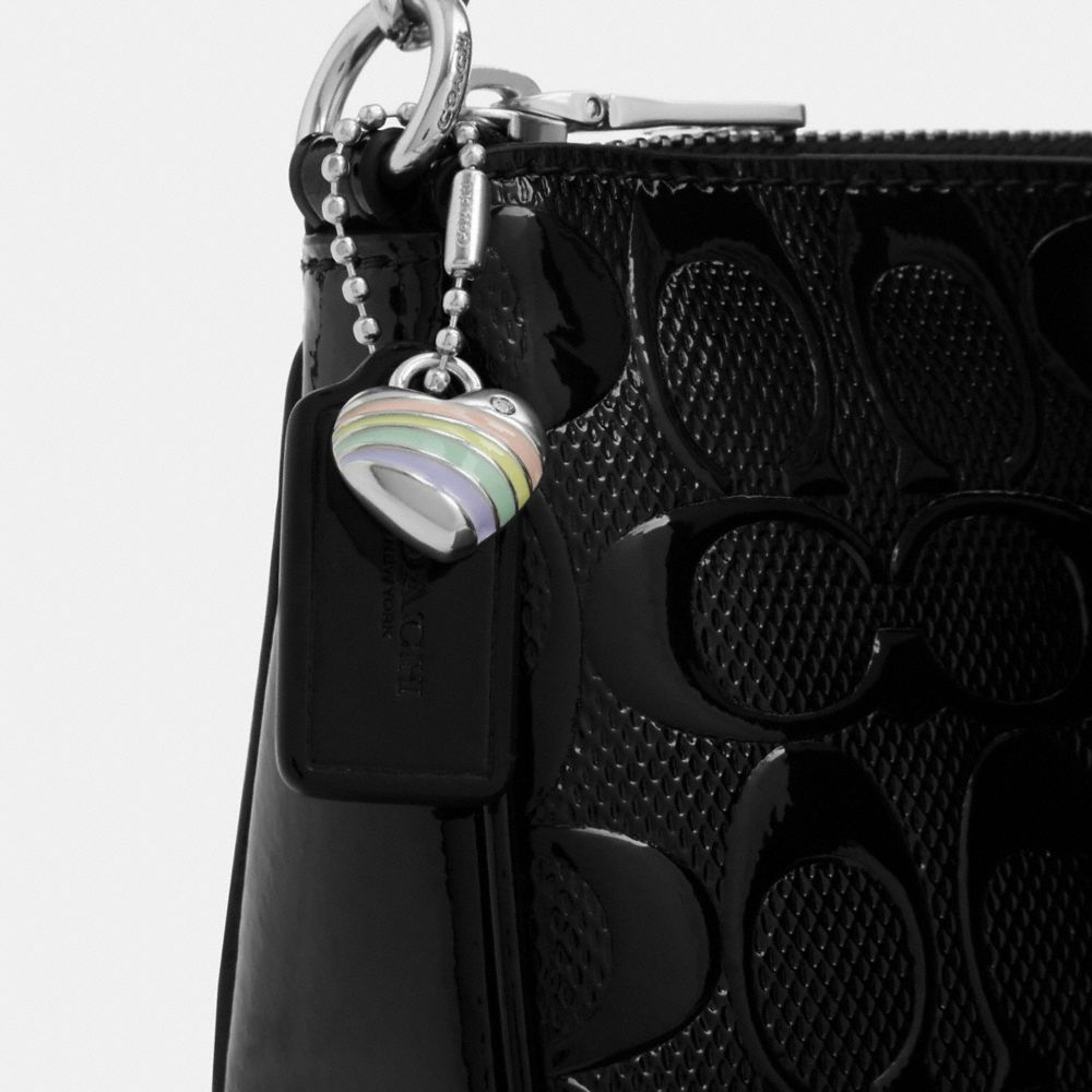 Coach Nolita 19 In Signature Leather With Heart Charm Silver Black