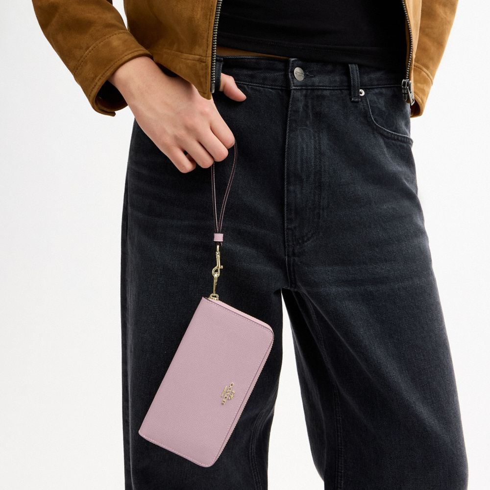 Coach Long Zip Around Wallet Gold Carnation