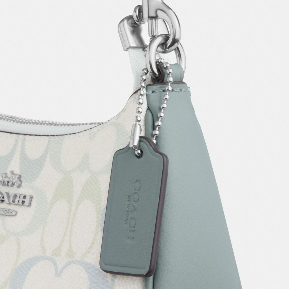 Coach Teri Mini Crossbody Bag In Signature Canvas Silver Chalk Blue