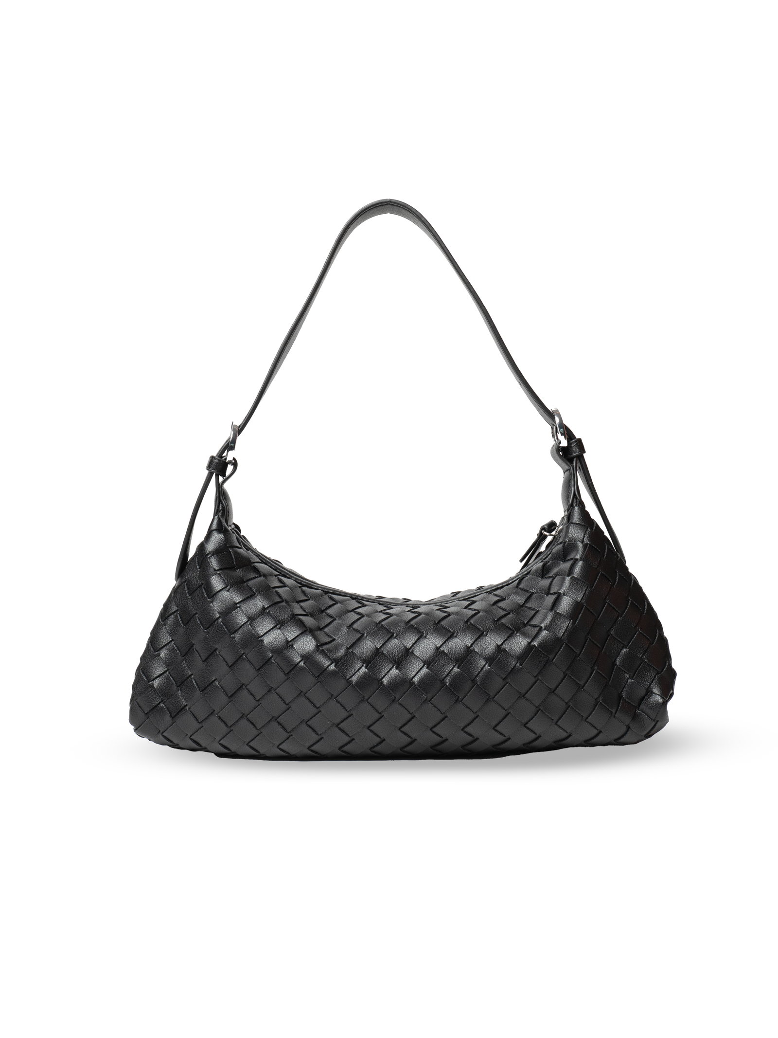 Tissa- Ladies Woven Handbag , Faux Leather | Black
