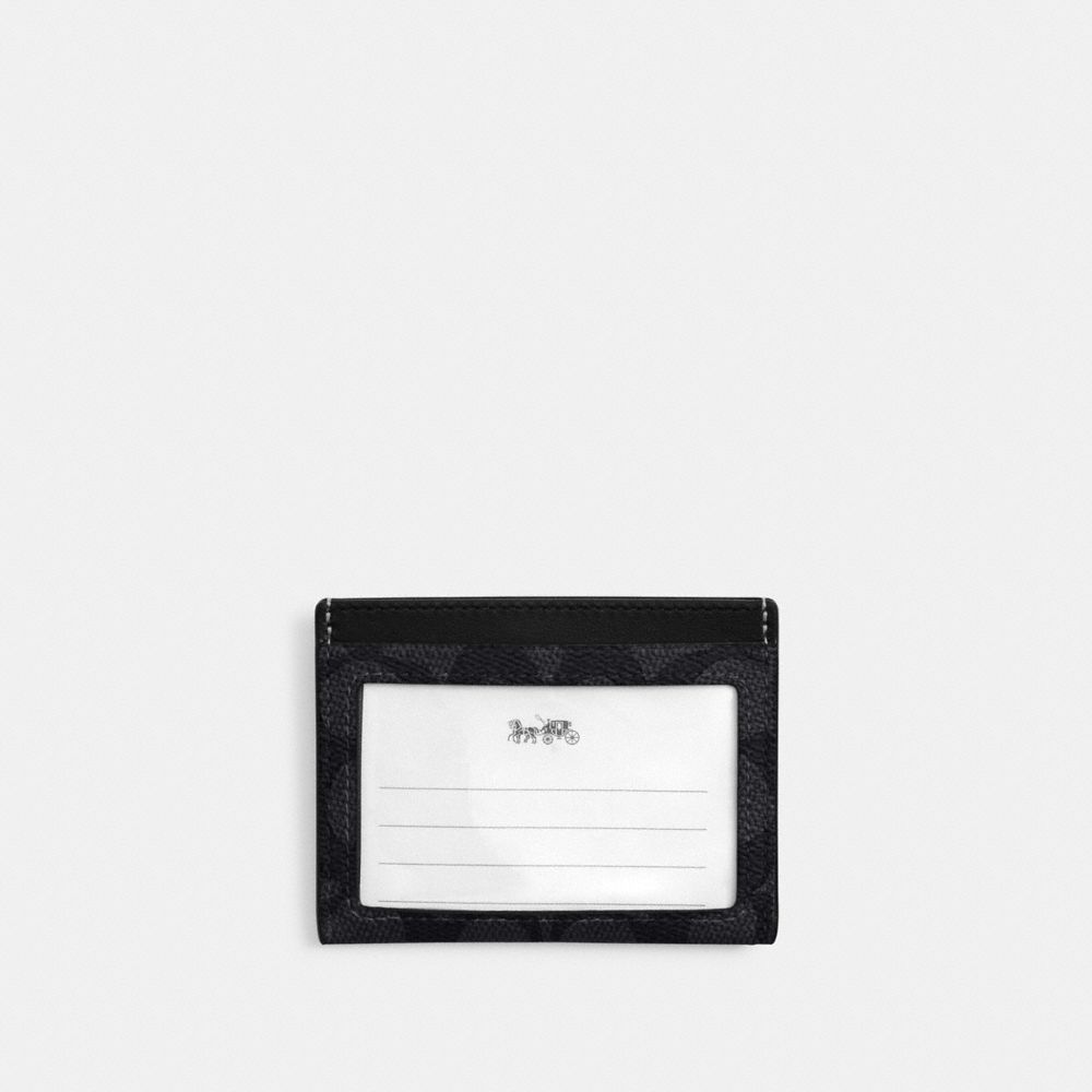 Coach Slim Id Card Case In Signature Canvas Charcoal Black