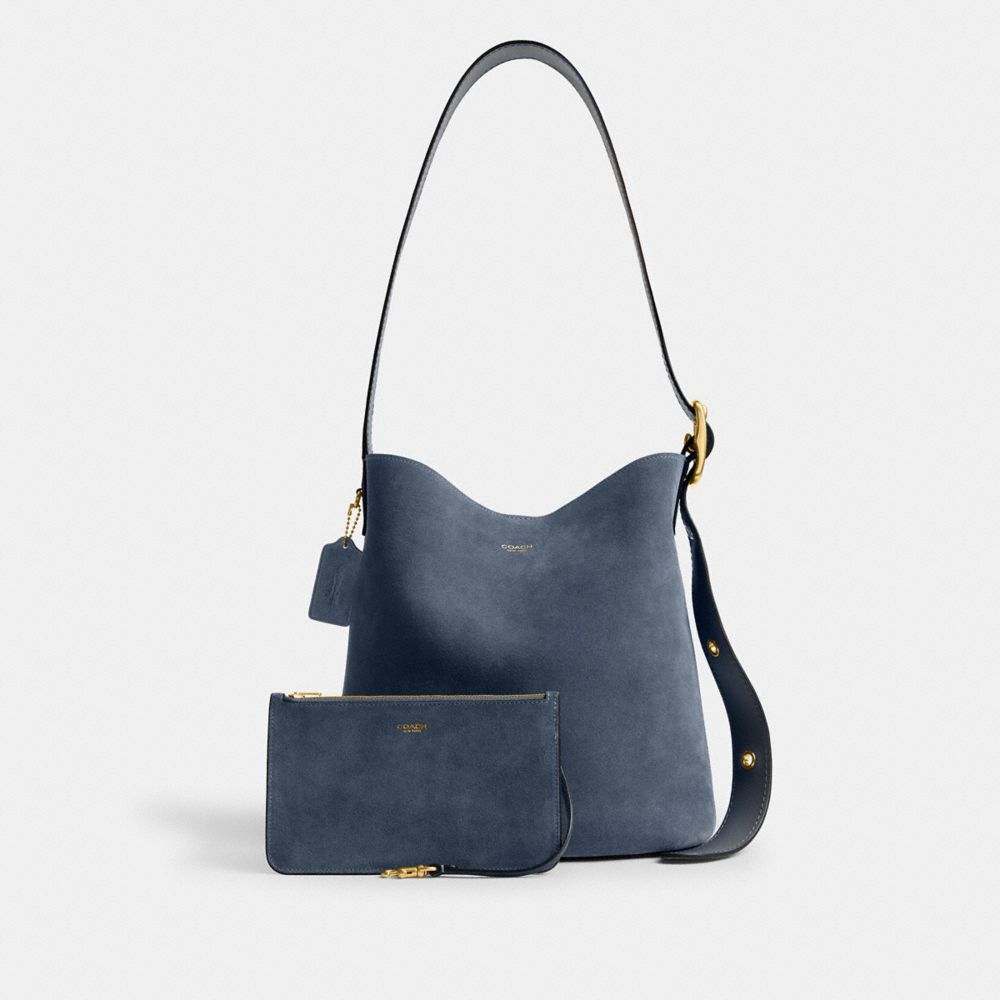 Coach Bleecker Bucket Bag Brass Light Denim