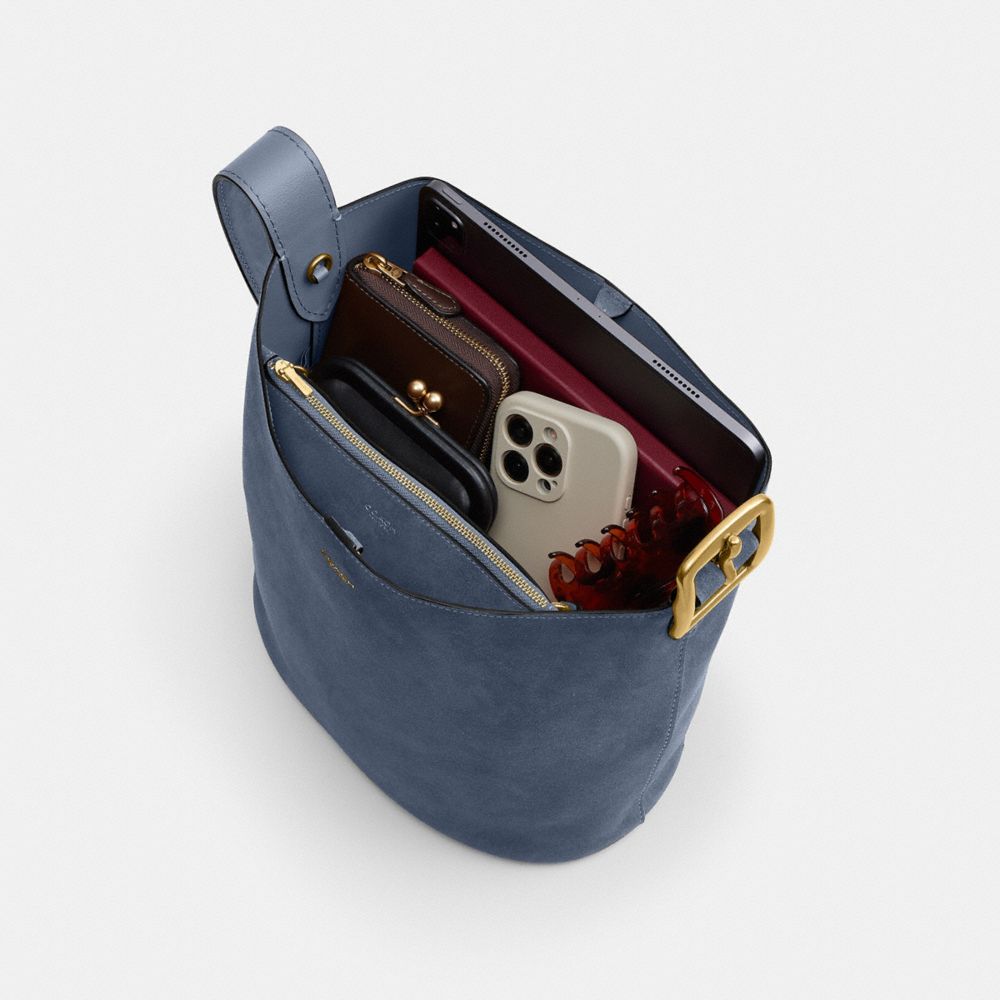 Coach Bleecker Bucket Bag Brass Light Denim
