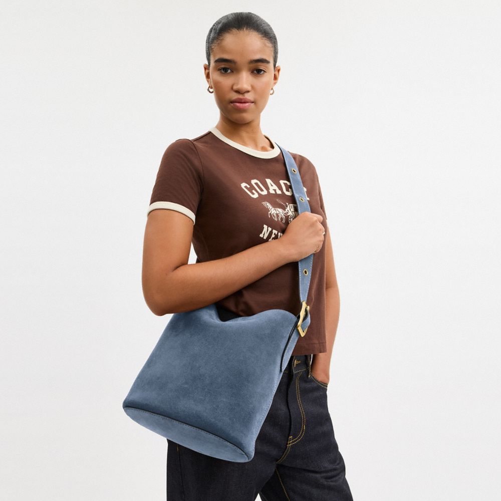 Coach Bleecker Bucket Bag Brass Light Denim