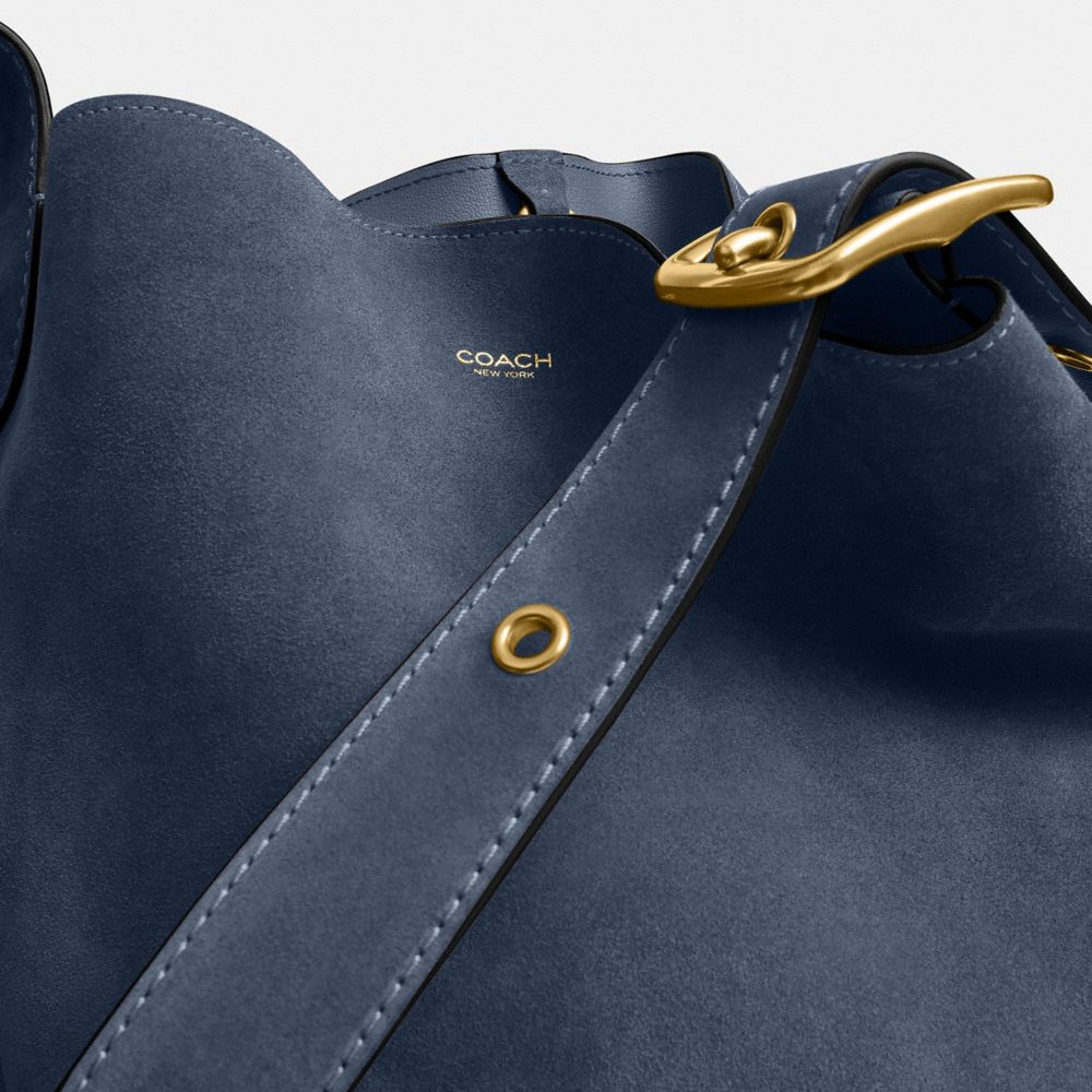 Coach Bleecker Bucket Bag Brass Light Denim