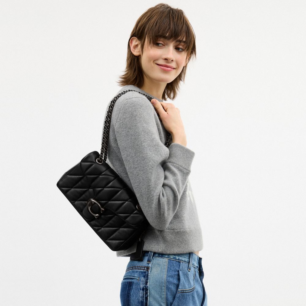 Coach Tabby Shoulder Bag 26 With Pillow Quilting Pewter Black