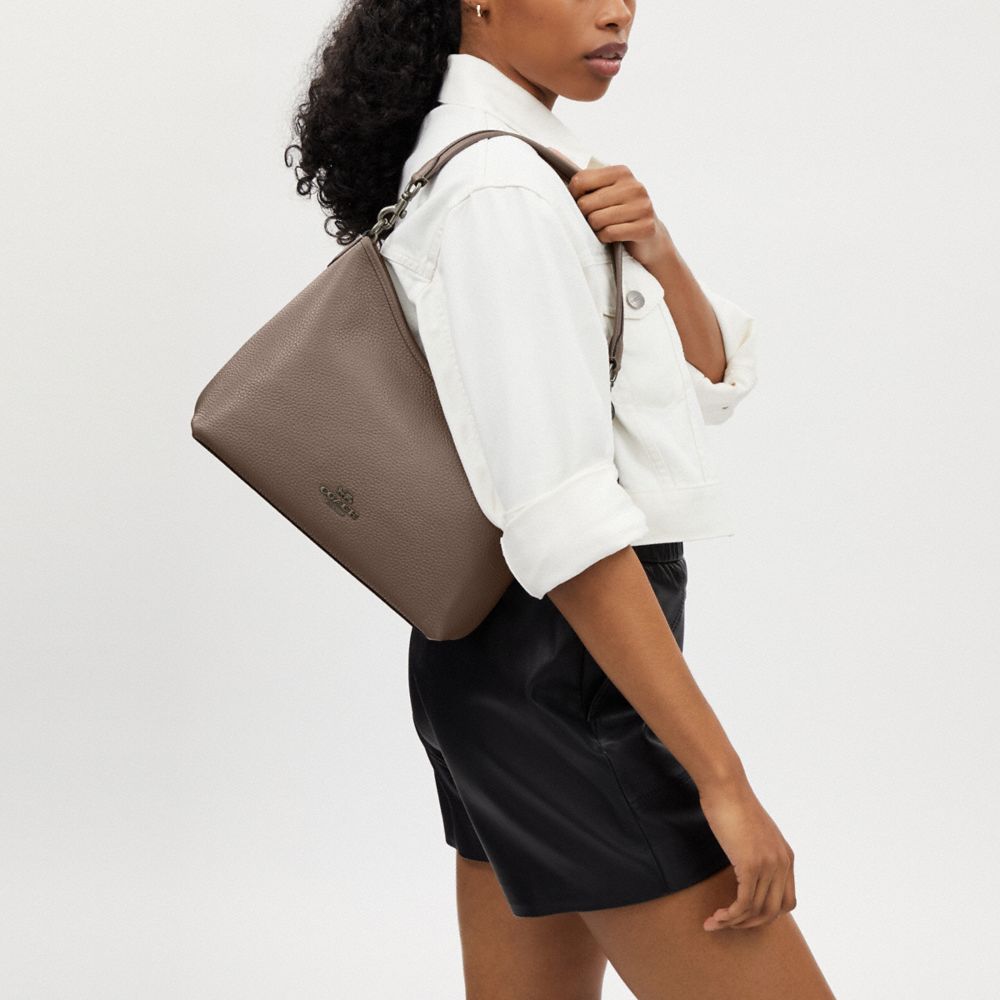 Coach Laurel Shoulder Bag Gunmetal Dark Stone