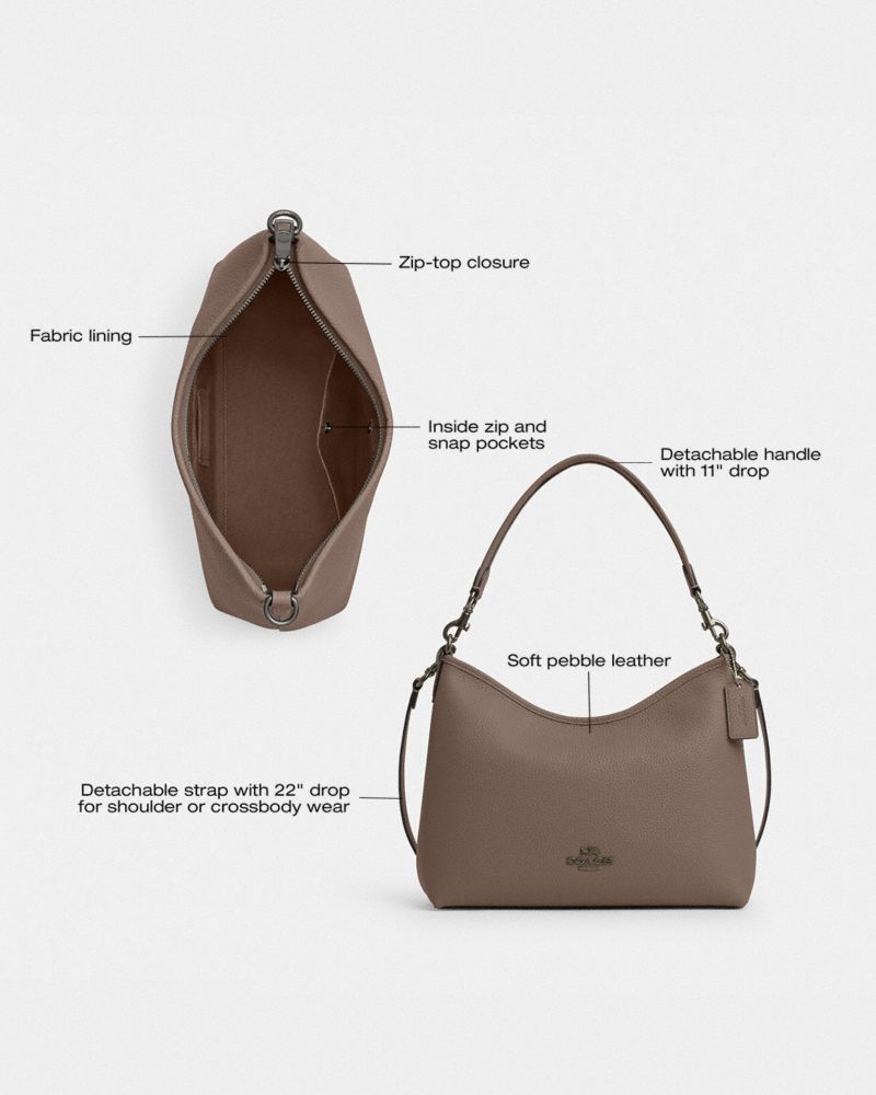 Coach Laurel Shoulder Bag Gunmetal Dark Stone