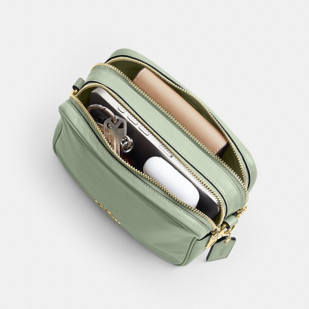 Coach Mini Carey Crossbody Bag Gold Light Pistachio