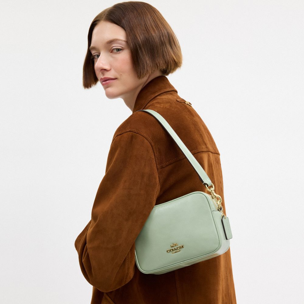 Coach Mini Carey Crossbody Bag Gold Light Pistachio