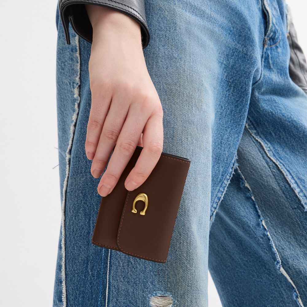 Coach Essential Card Holder Wallet Brass Maple