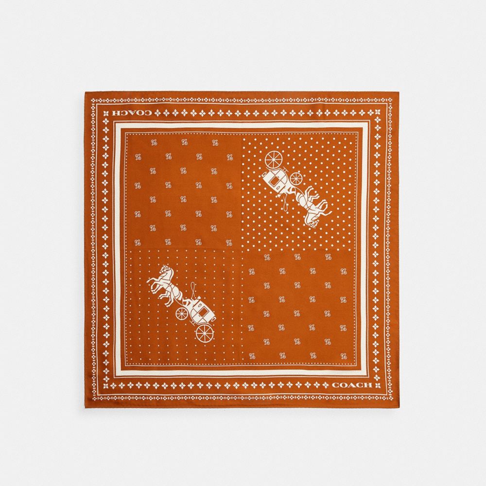 Coach Horse And Carriage Dot Print Silk Bandana Russet
