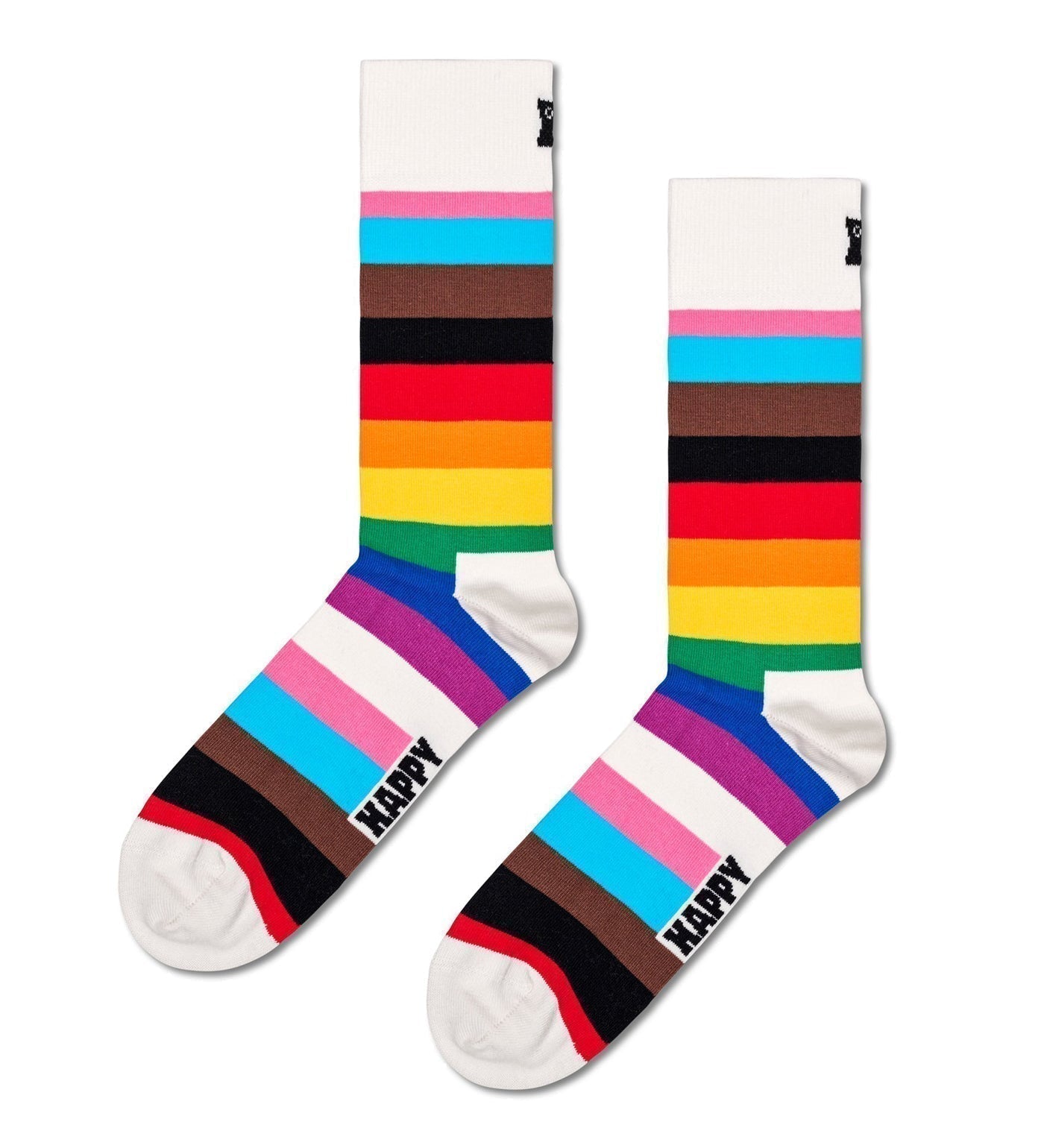 Happy Socks Unisex Pride Stripe Crew Length Socks for Women and Men