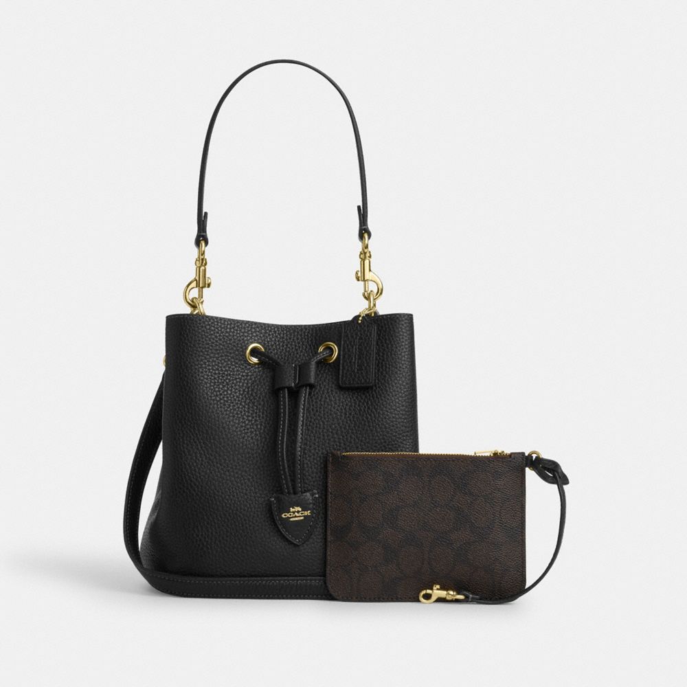 Coach Rowan Bucket Bag Gold Black