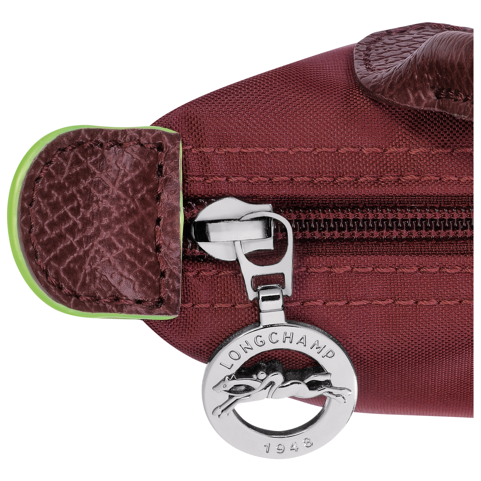 Longchamp Le Pliage Green Pouch with handle Pomegranate