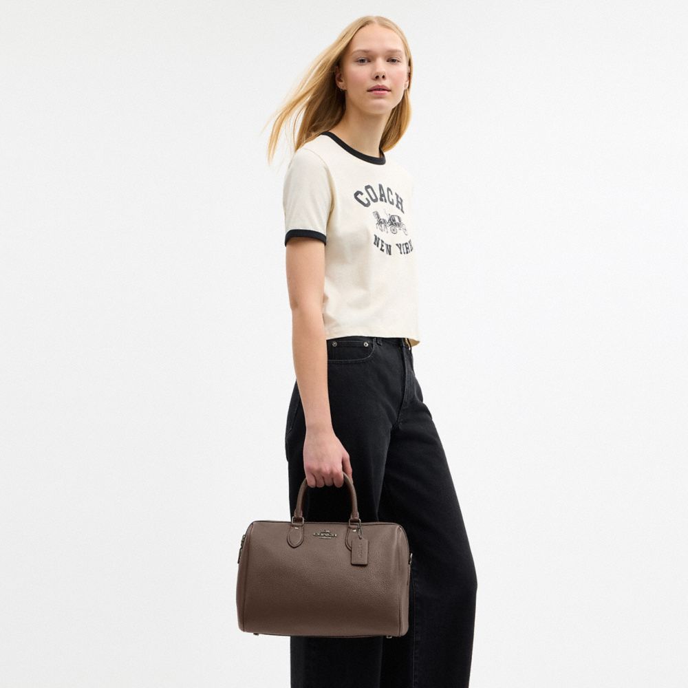 Coach Rowan Large Satchel Bag Gunmetal Dark Stone