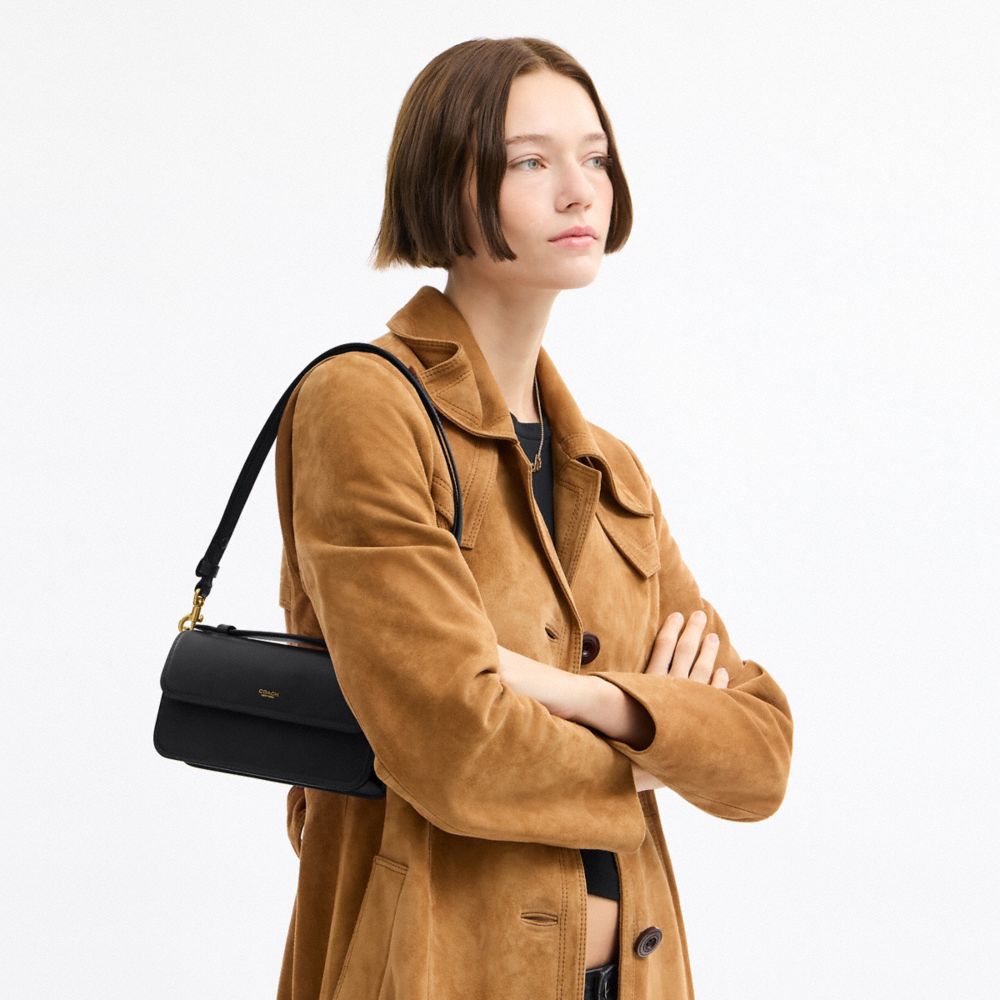 Coach Elora Top Handle Crossbody Bag Brass Black