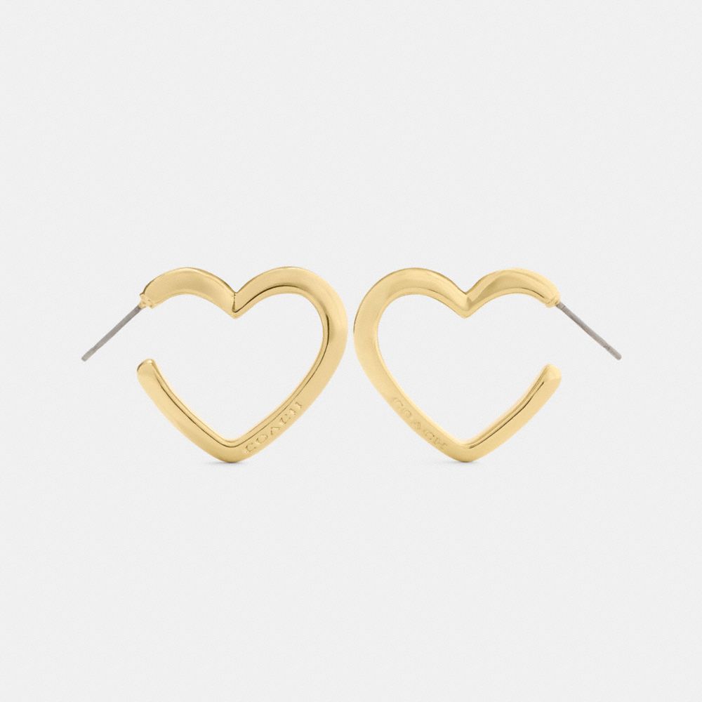 Coach Heart Hoop Earrings Gold