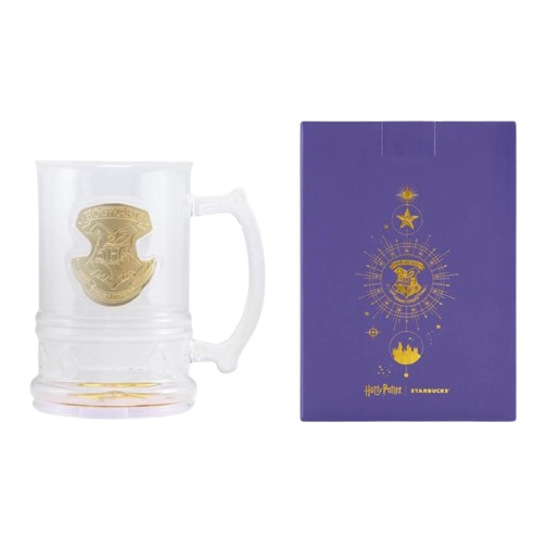 Starbucks x Harry Potter Collaboration Glass Tumbler — Modern & Minimalist Hogwarts Castle Desktop Cup (Includes Coaster) — Transparent — 900ml