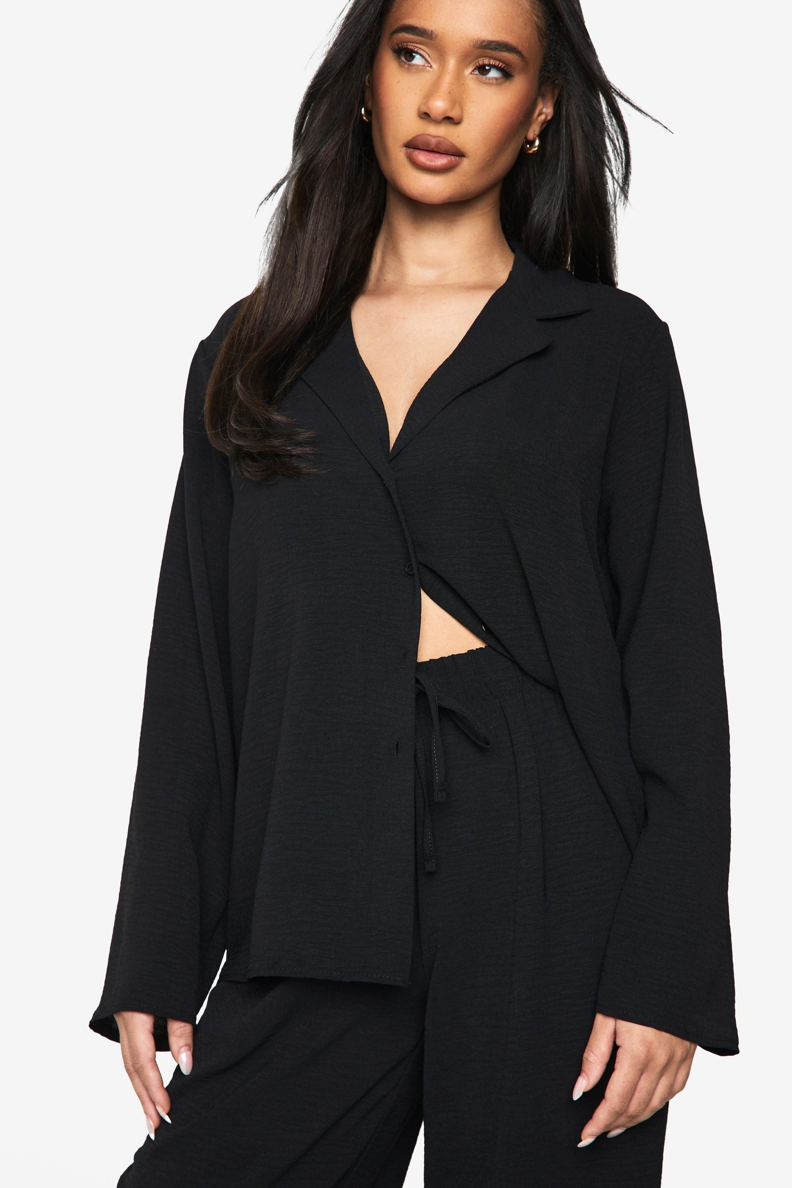 Woven Oversized Shirt & Drawstring Trouser Co-ord