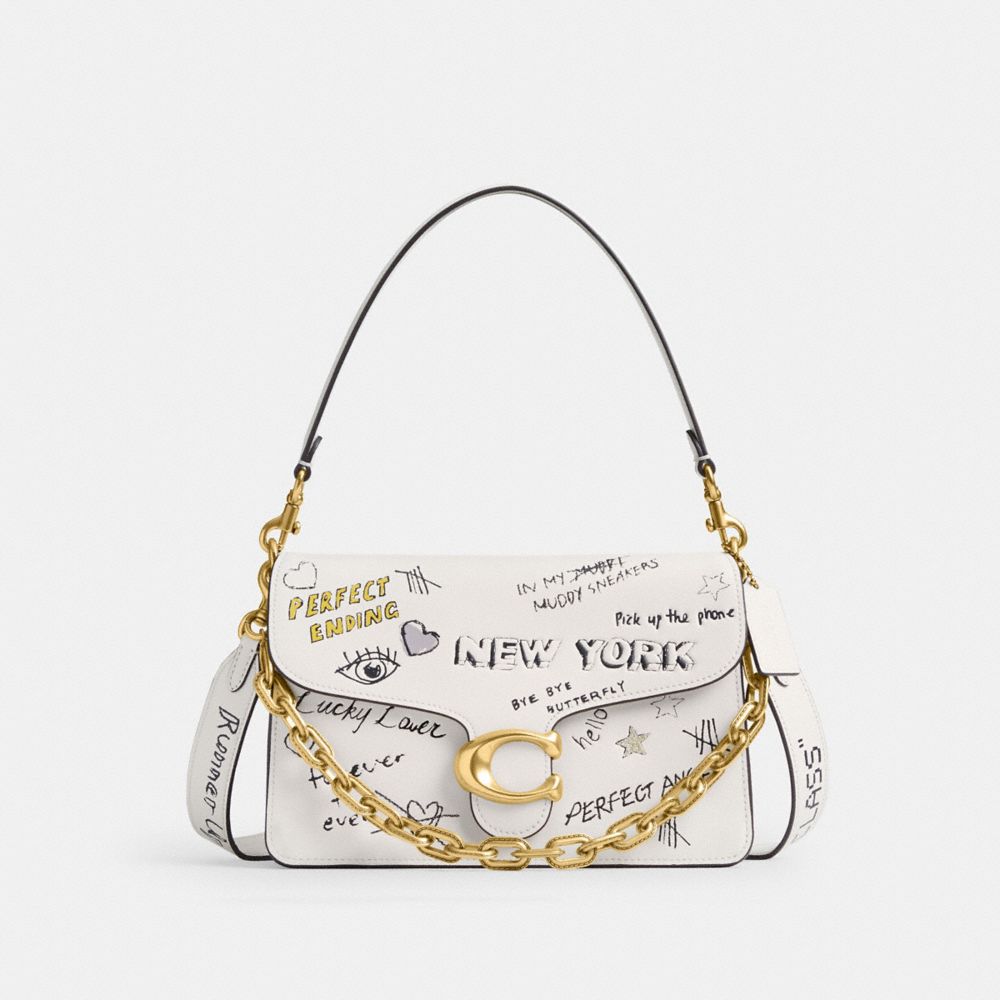 Chain Tabby Shoulder Bag With Sketch Print